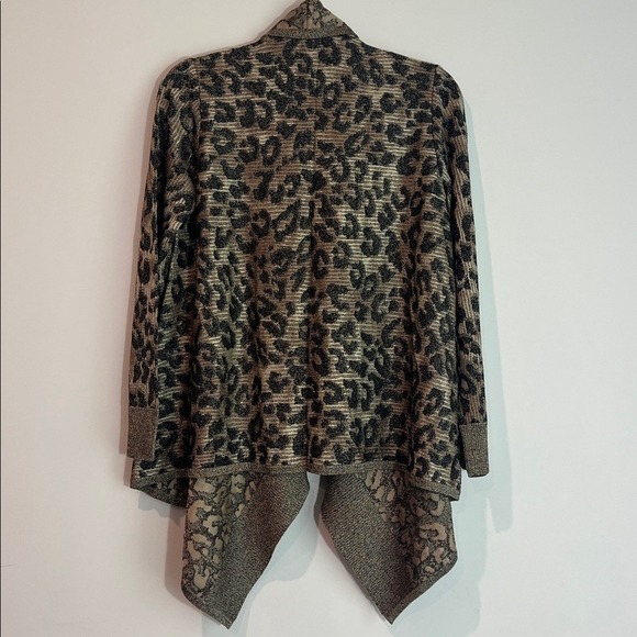 Old Money Timeless St. John Animal Print Sparkly Knit Cardigan - Picture 3 of 6